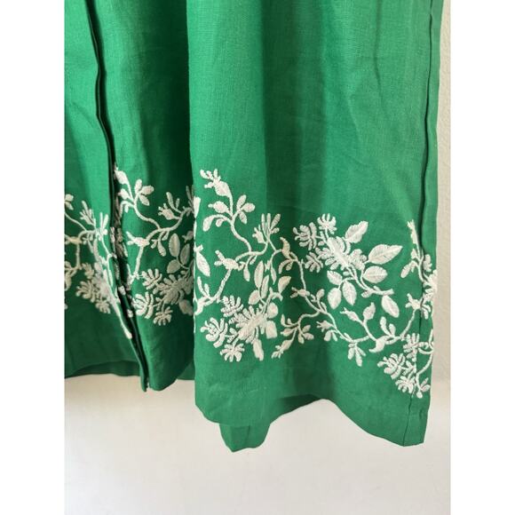 NWT Tuckernuck Garden Green Embroidered Cotton Linen Callie Mini Dress Large - Picture 8 of 10